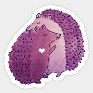 Cute watercolor purple hedgehog love hedgehugs watercolour watercolour hedgehugs Sticker